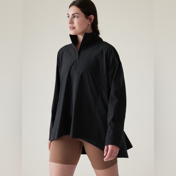 Athleta - Advantage Poplin Jacket Top Black Long Sleeve Pullover in Size XS - Picture 1 of 14